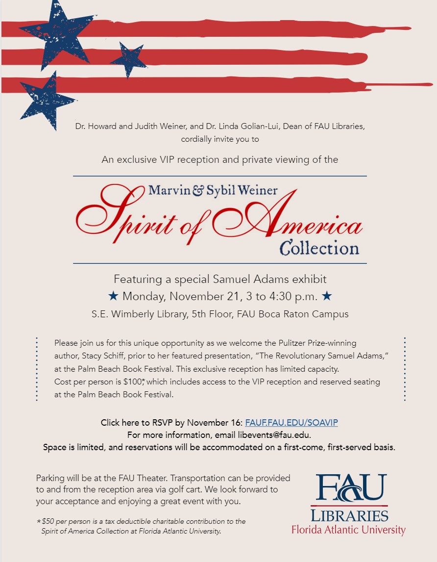 Palm Beach Book Festival VIP Reception and Meet the Author Event at FAU